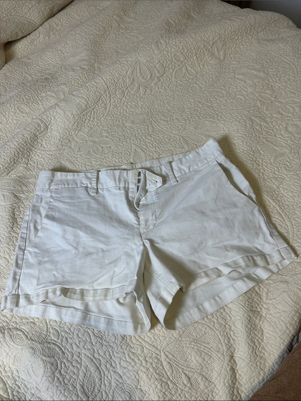 Martin + Osa White Cotton Blend Jean Shorts